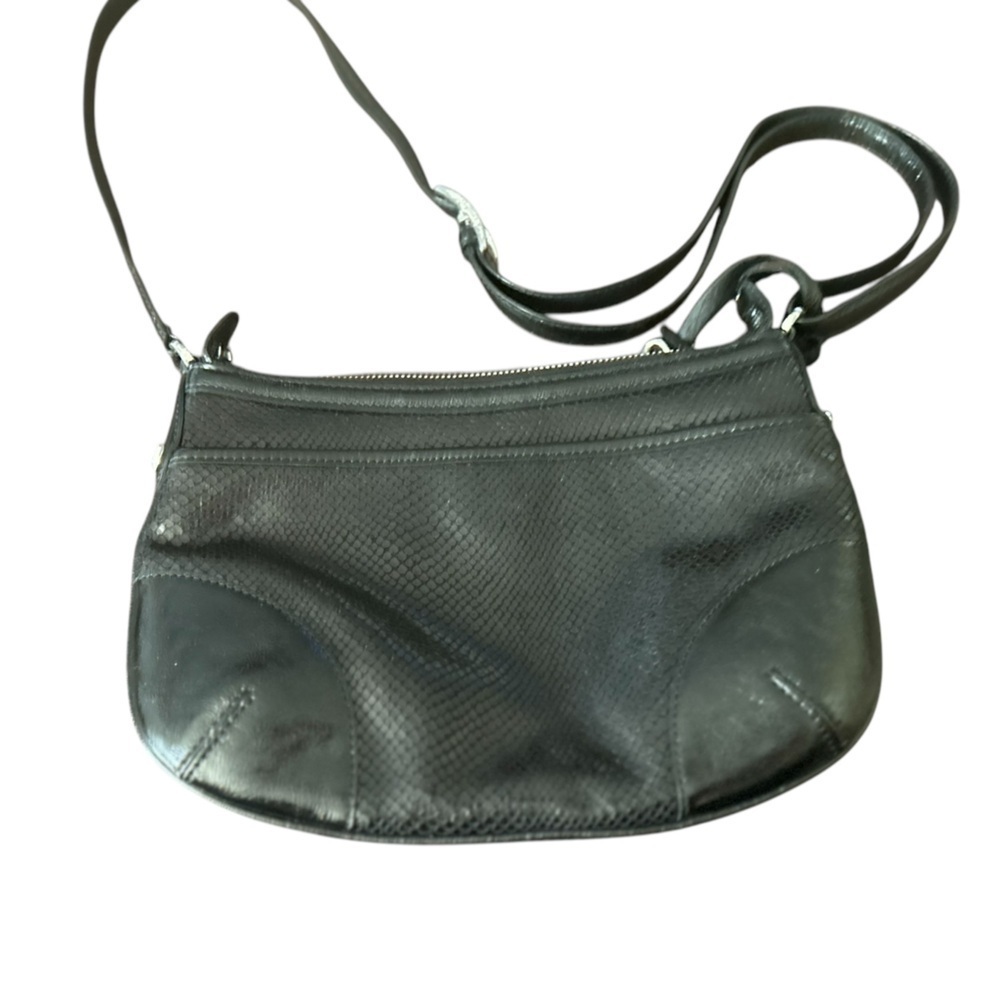 Brighton‎ Women's Black Snakeskin Embossed Leather Hobo Bag Purse